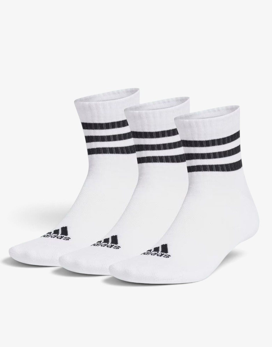 ADIDAS 3 Packs 3-Stripes Cushioned Sportswear Mid White