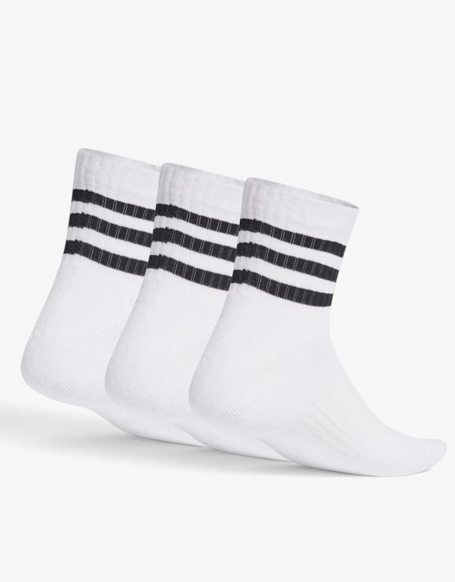 ADIDAS 3 Packs 3-Stripes Cushioned Sportswear Mid White