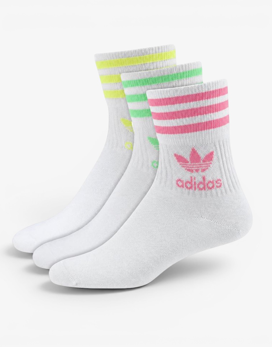 ADIDAS 3 Packs Originals Mid Cut Crew Socks White