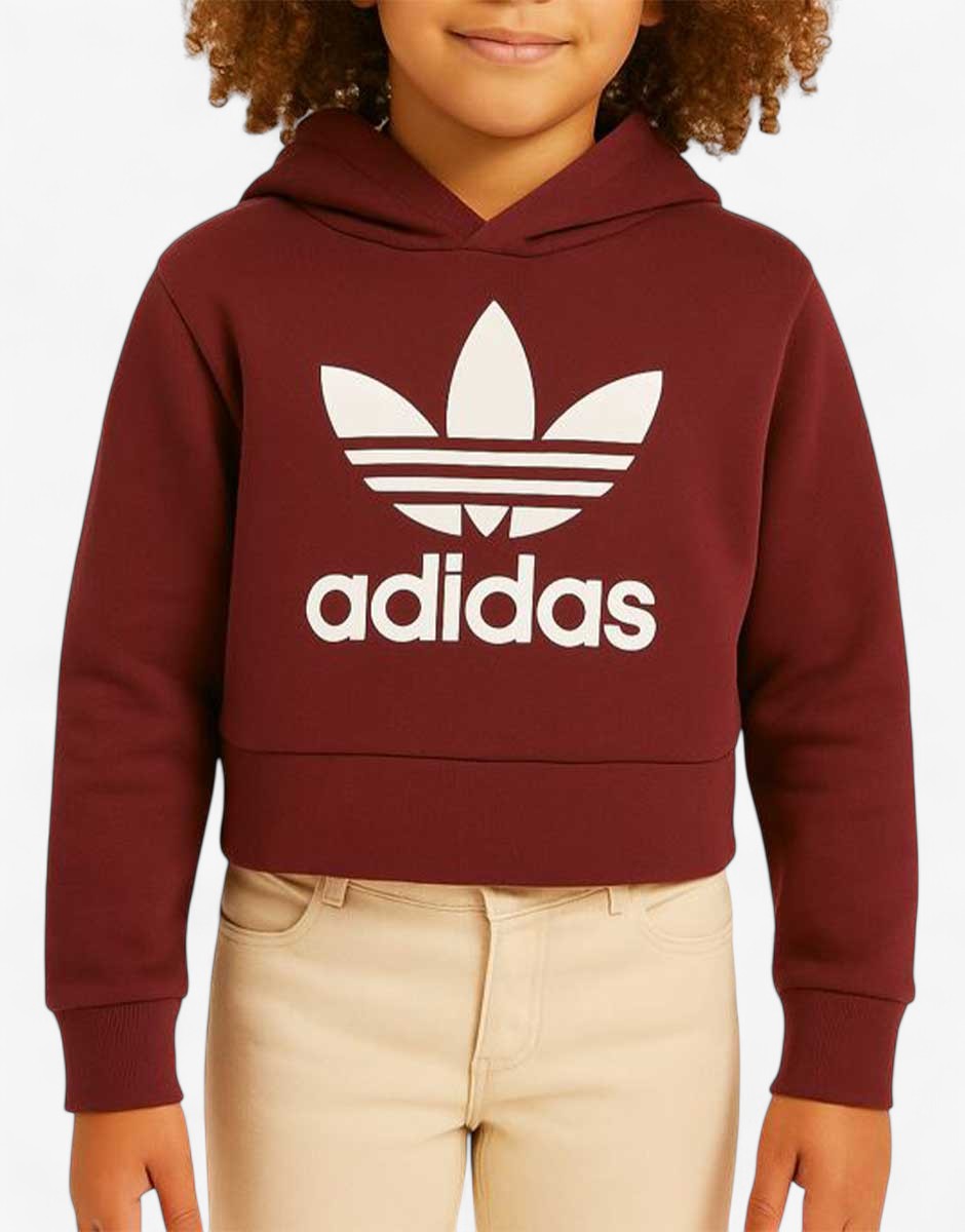 ADIDAS Adicolor Cropped Hoodie Burgundy