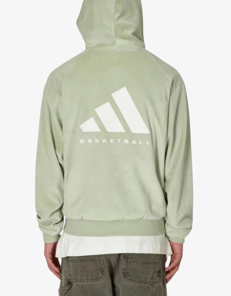 ADIDAS Basketball Velour Hoodie Halo Green