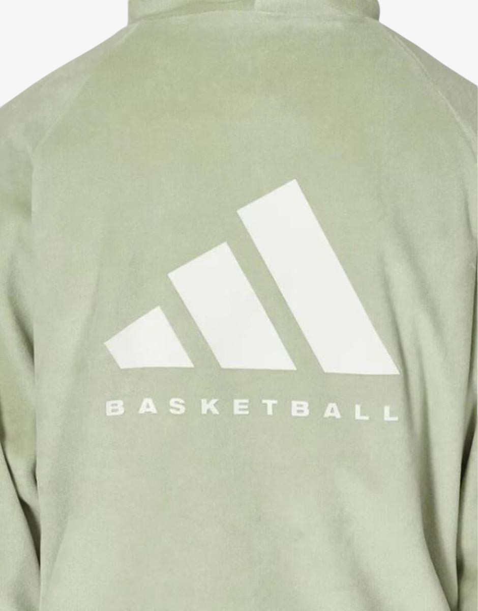 ADIDAS Basketball Velour Hoodie Halo Green