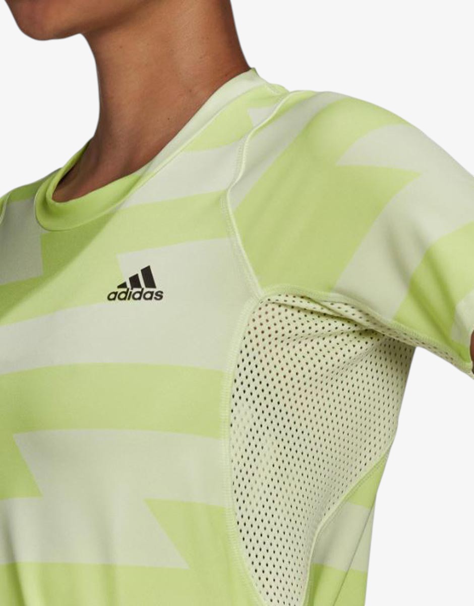ADIDAS Fast Allover Print Tee Green/White