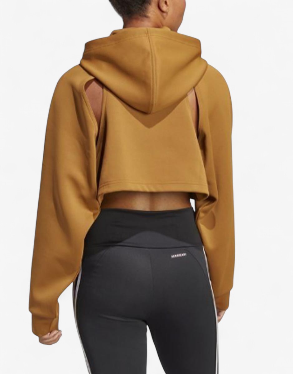 ADIDAS Hiit Aeroready Crop Training Hoodie Brown
