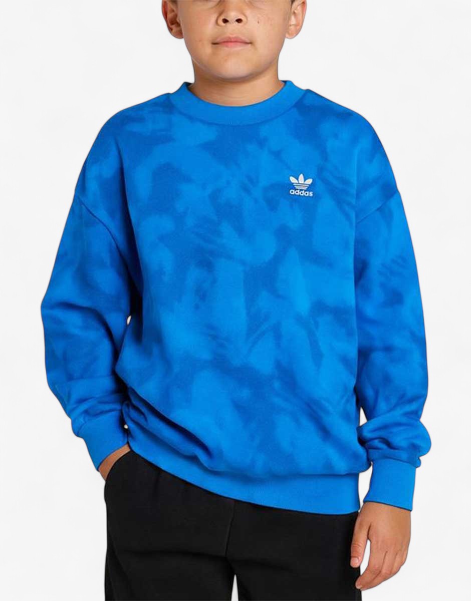 ADIDAS Originals All Over Print Crewneck Sweatshirt Blue