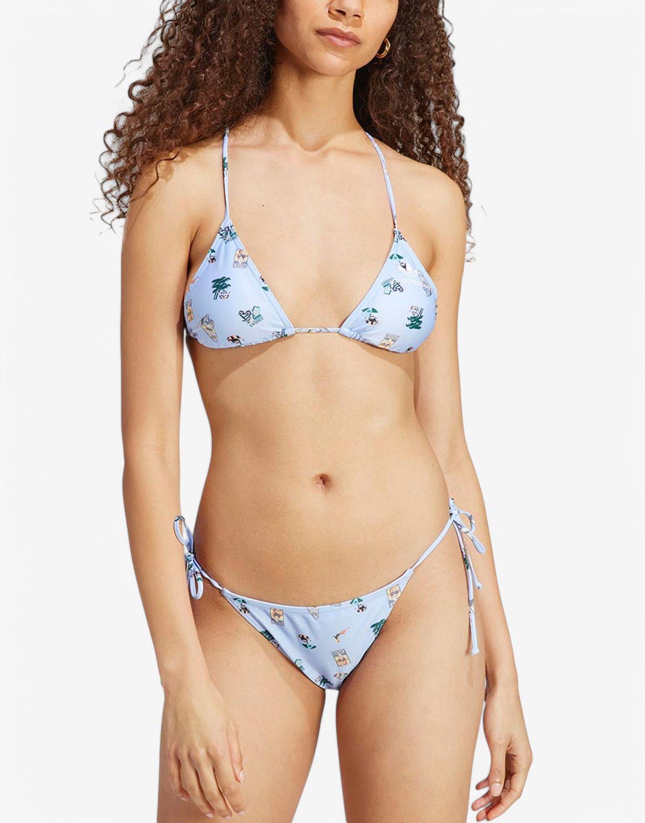 Adidas Originals Coney Island 2 Pieces Allover Print Swimsuit Blue