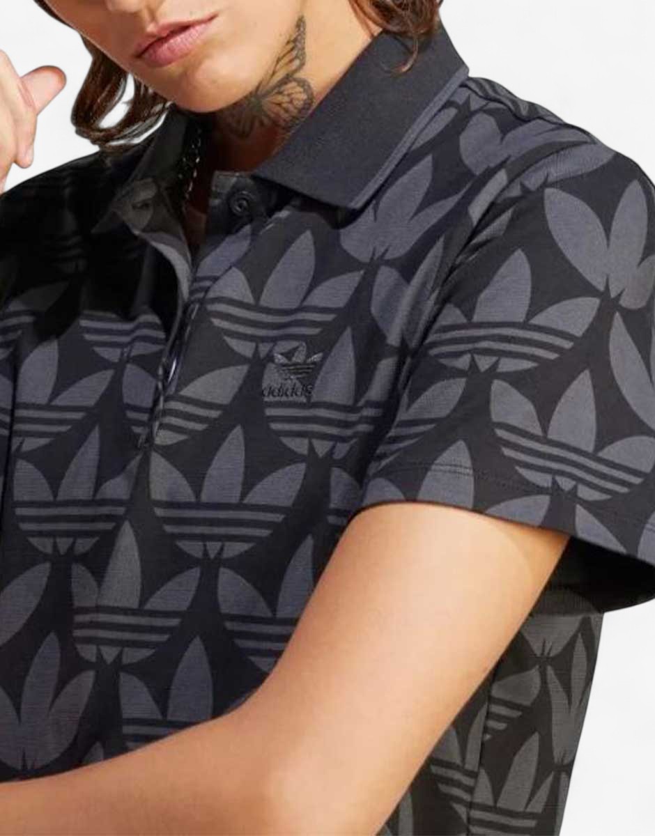ADIDAS Originals Trefoil Monogram Polo Dress Black