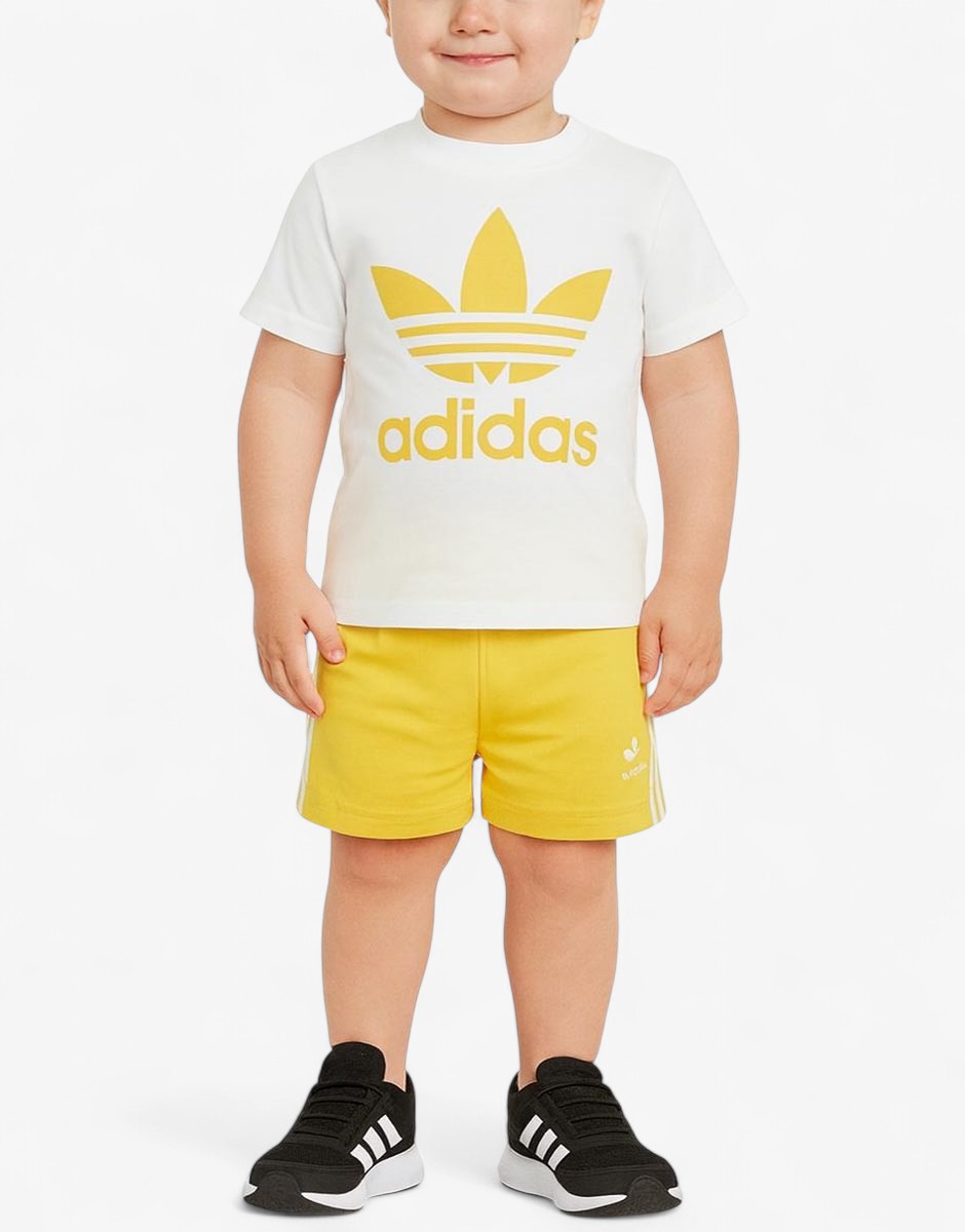 ADIDAS Originals Trefoil Shorts Tee Set White/Yellow