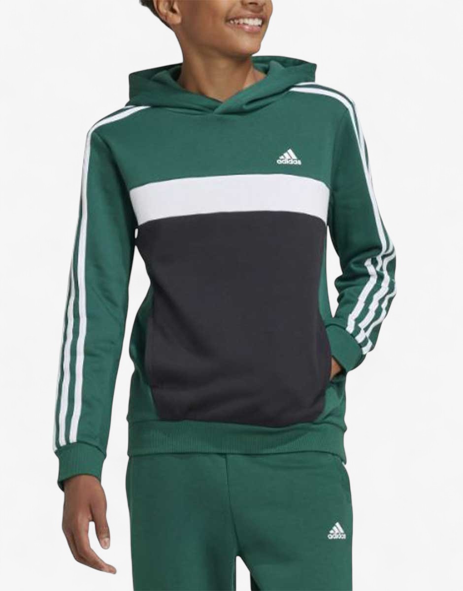 ADIDAS Sportswear Tiberio 3-Stripes Colorblock Fleece Hoodie Green