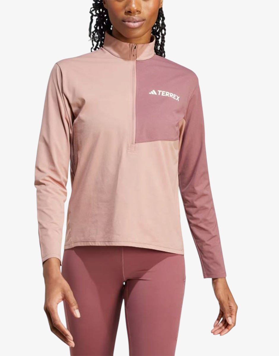ADIDAS Terrex Multi Climacool 1-2 Zip Long Sleeve Top Pink · JE0363 · размер 2XS