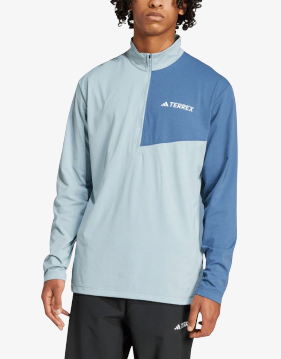 ADIDAS Terrex Multi Climacool 1/2 Zip Long Sleeve Top Blue · JE0388 · размер L