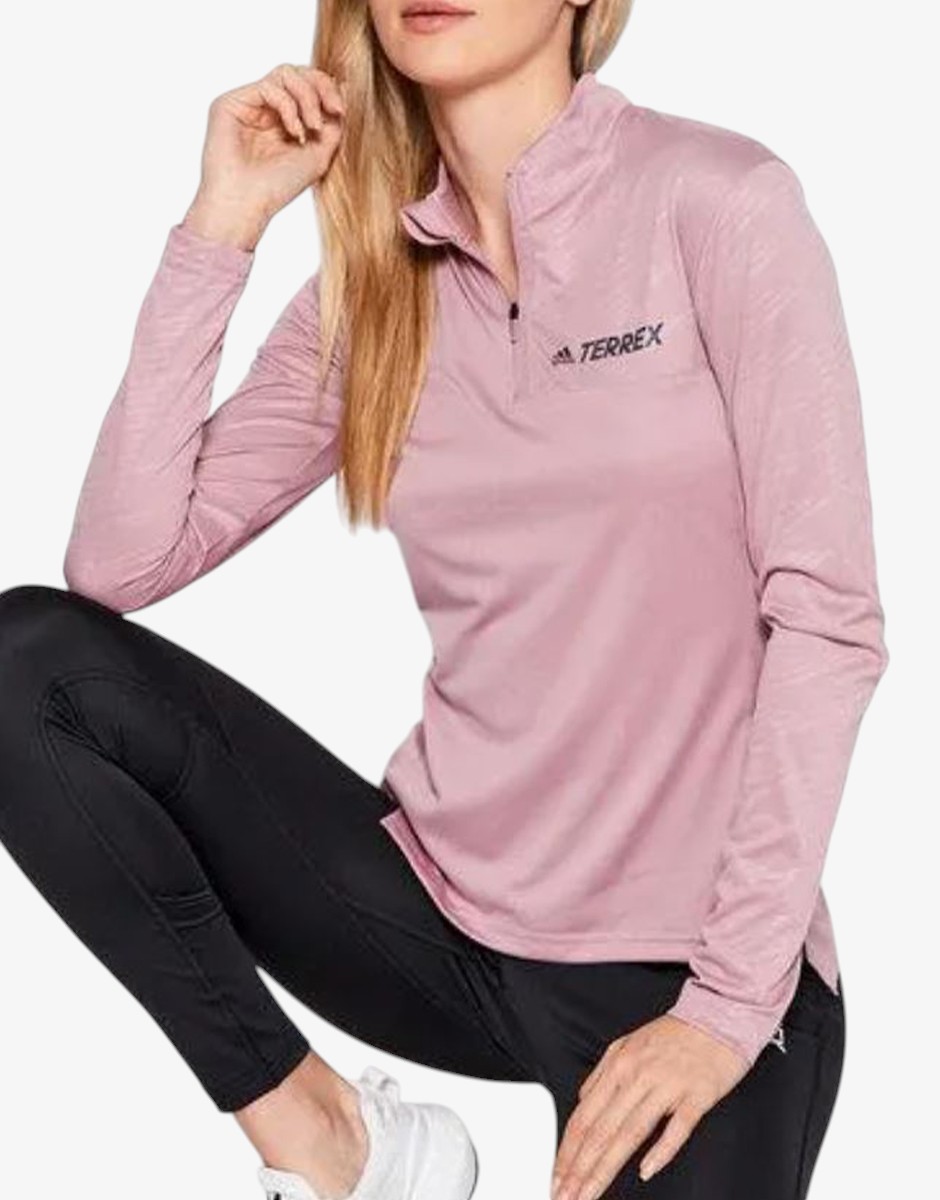 ADIDAS Terrex Multi Half-Zip Long-Sleeve Shirt Pink