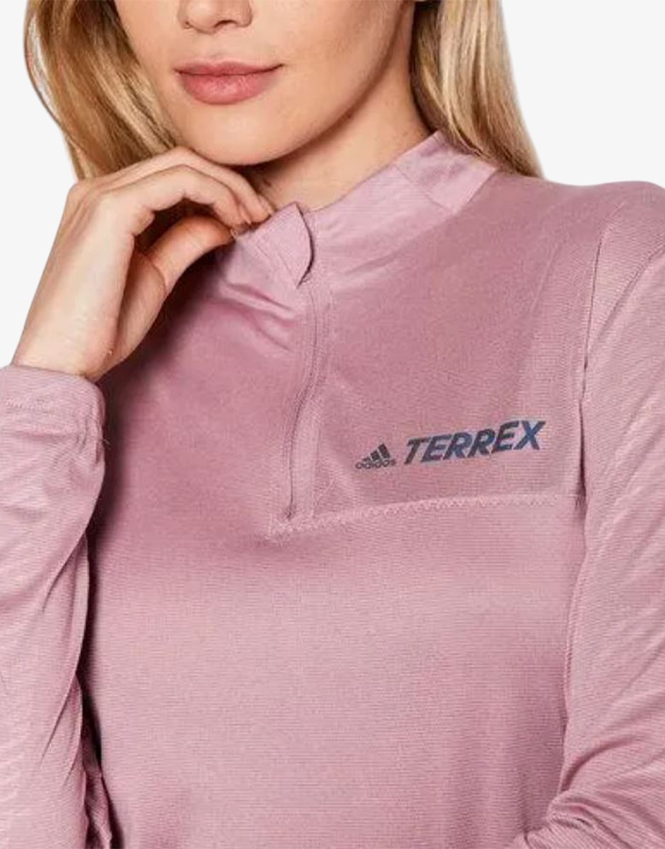 ADIDAS Terrex Multi Half-Zip Long-Sleeve Shirt Pink