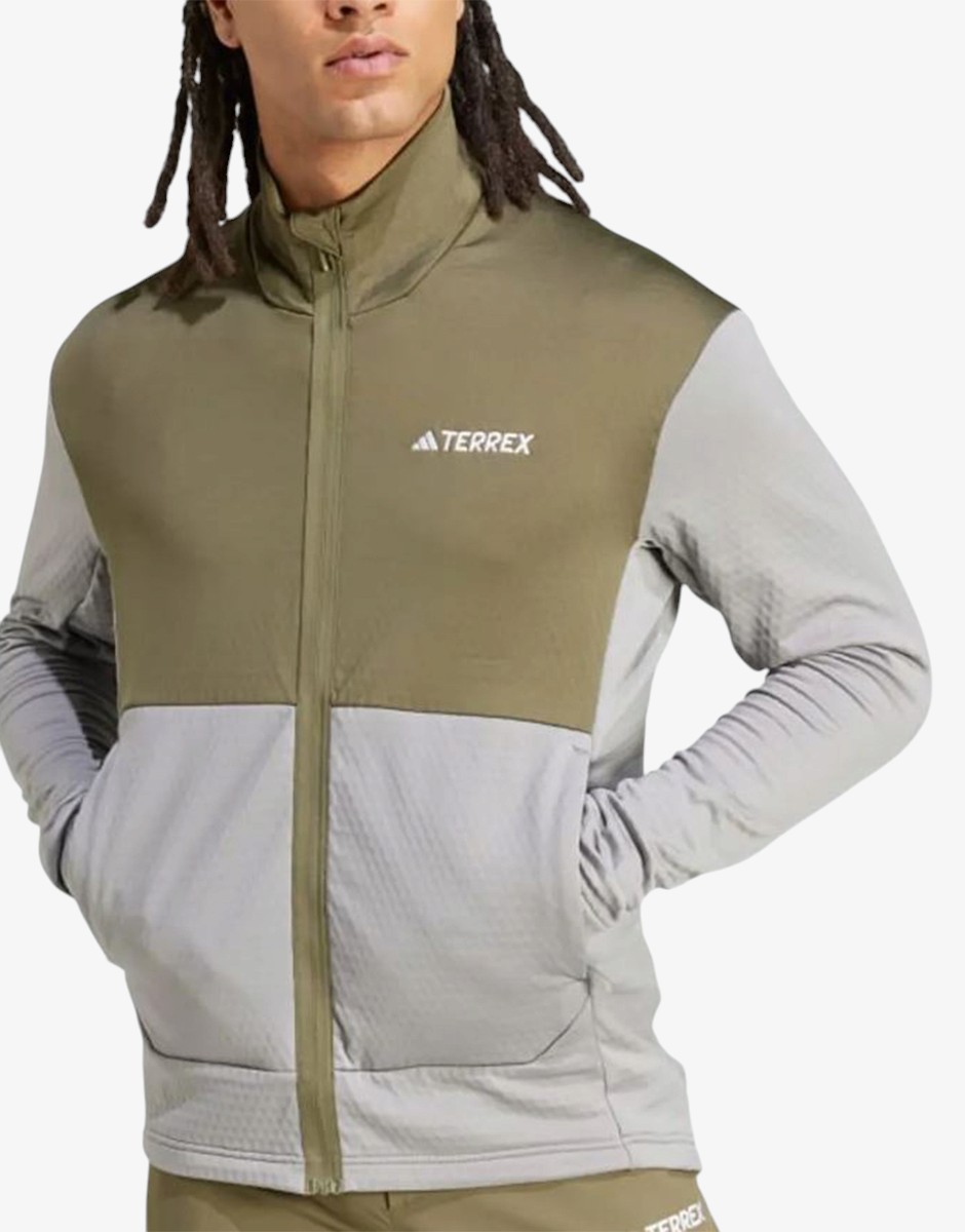 ADIDAS Terrex Multi Light Fleece Full-Zip Grey/Green · IW4212 · размер XL