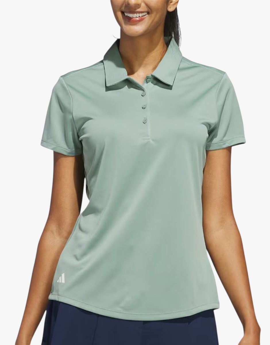 ADIDAS Women's Solid Performance Short Sleeve Polo Shirt Green
