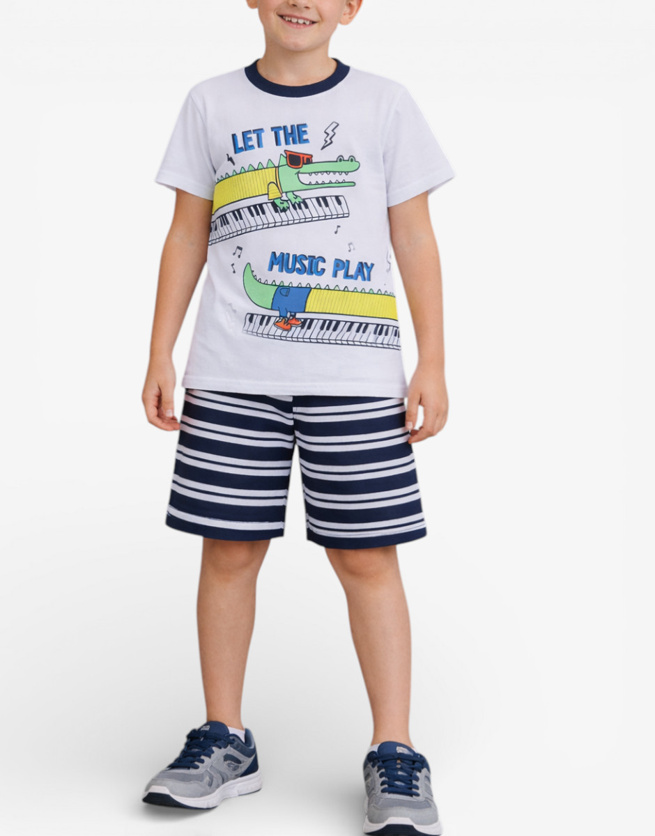 CHICCO Boys Shorts And Tee Set White/Blue