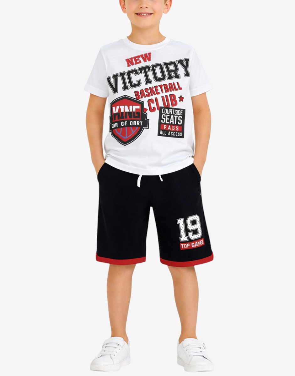 CHICCO Boys Shorts And Tee Set White/Black