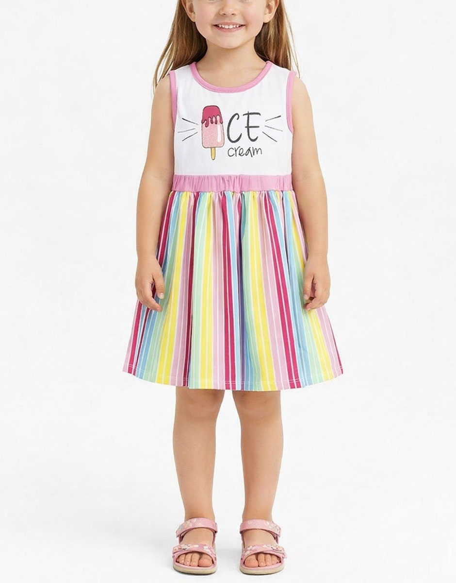 CHICCO Girls Sleeveless Dress Pink Striped