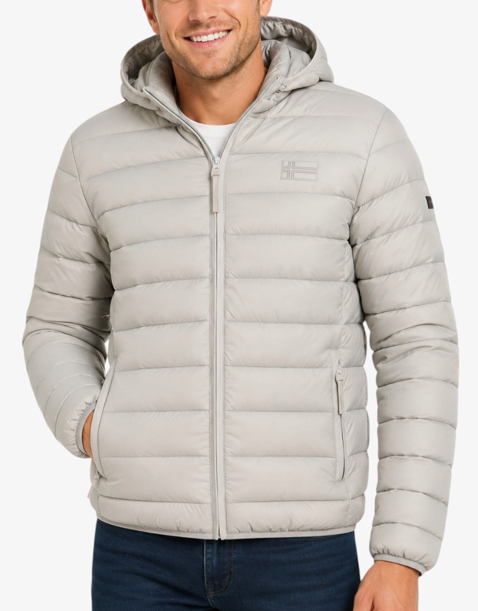 GEOGRAPHICAL NORWAY Amichoko Puffer Hoodie Jacket Grey