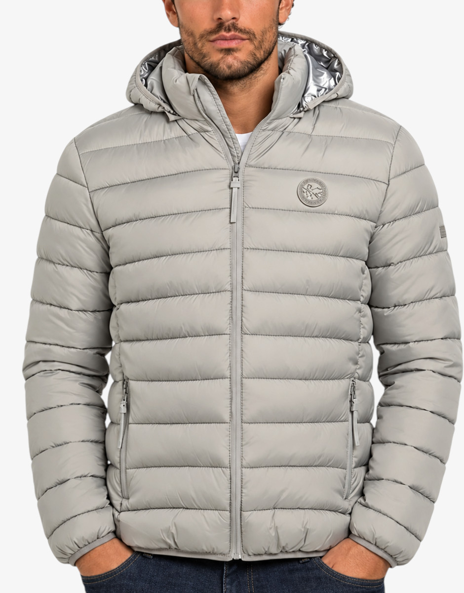 GEOGRAPHICAL NORWAY Amiglobe Puffer Hoodie Jacket Grey