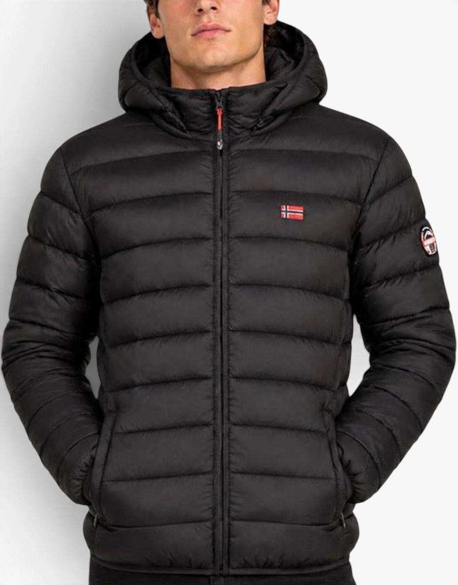 GEOGRAPHICAL NORWAY Amigo Puffer Hoodie Jacket Black