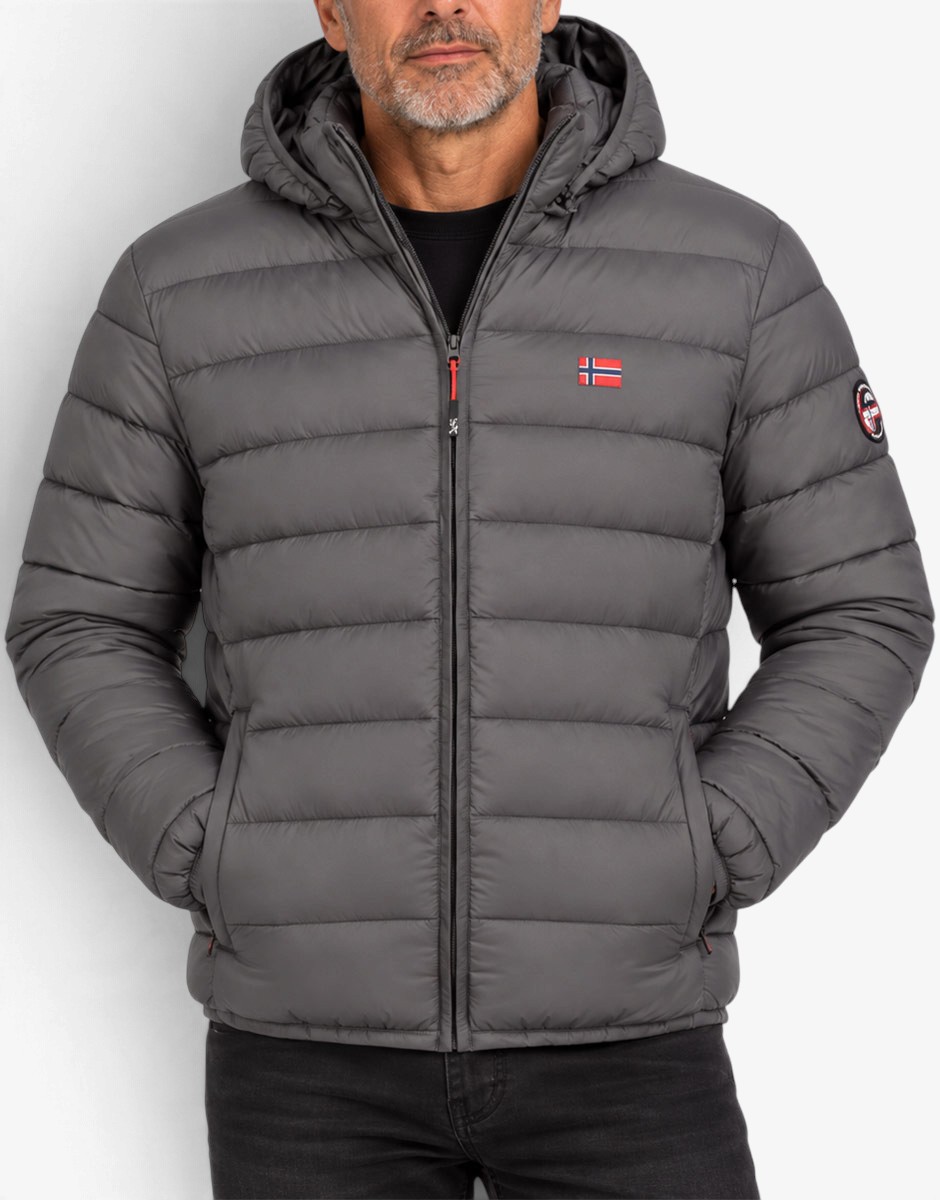 GEOGRAPHICAL NORWAY Amigo Puffer Hoodie Jacket Grey