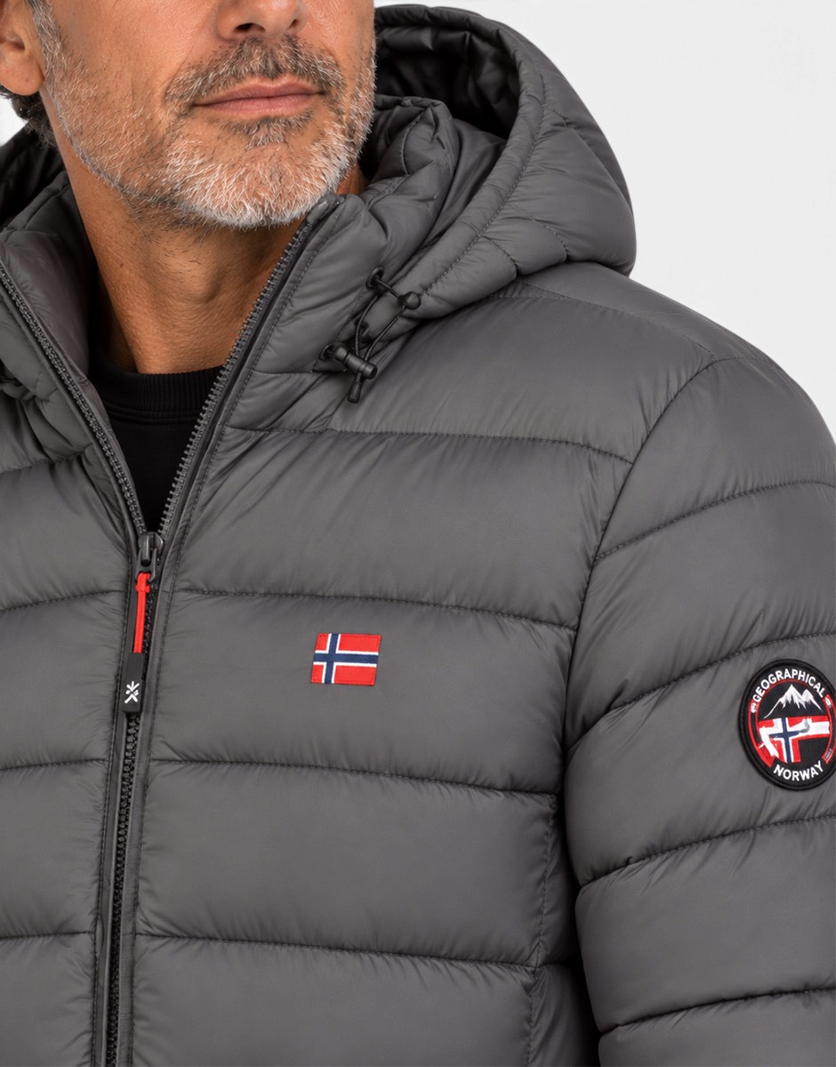 GEOGRAPHICAL NORWAY Amigo Puffer Hoodie Jacket Grey