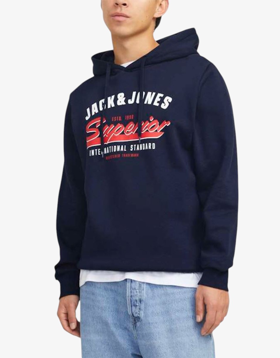 JACK&JONES JJelogo Sweat Hood 2 Col 24/25 Noos Navy