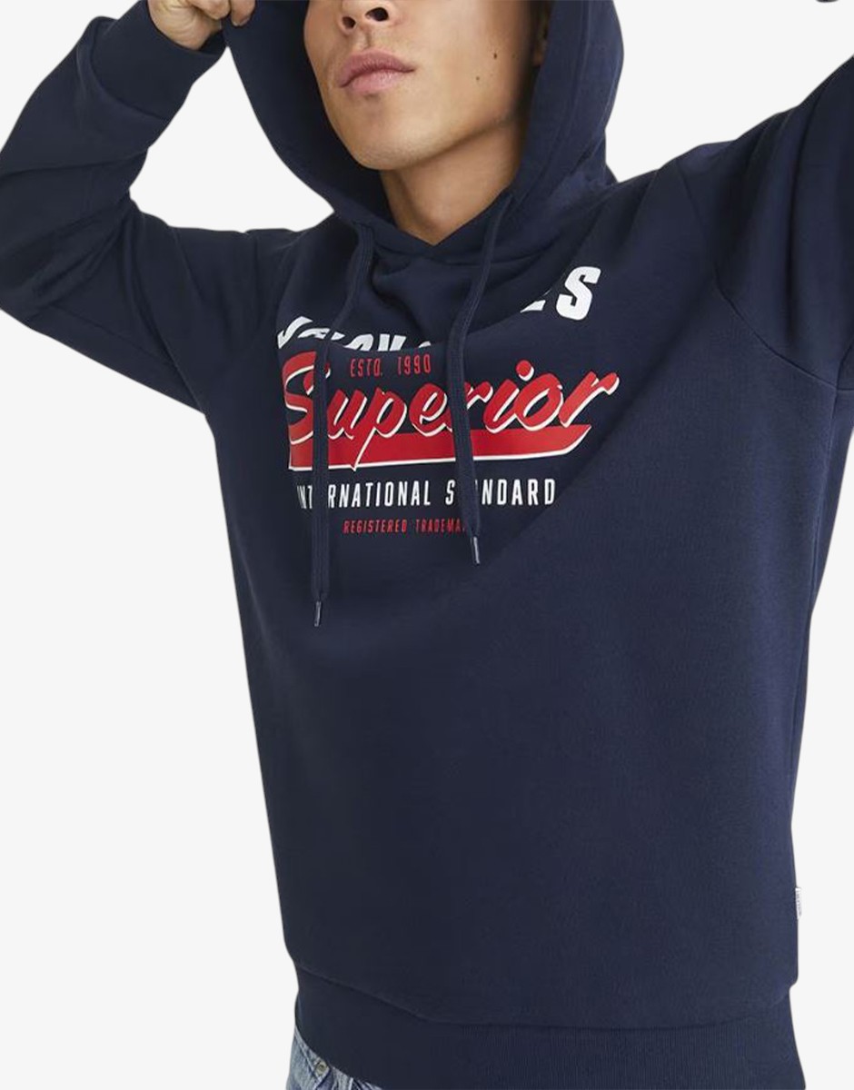 JACK&JONES JJelogo Sweat Hood 2 Col 24/25 Noos Navy