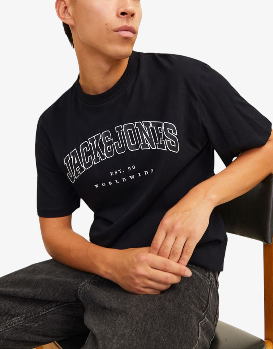 JACK&JONES Jjecaleb Varsity Tee SS O-Neck Noos Black