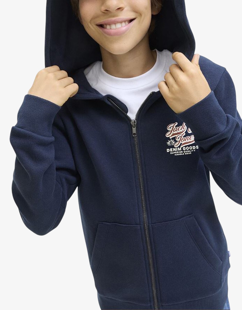 JACK&JONES Jjelogo Sweat Ziphood 2Col Noos JNR Navy
