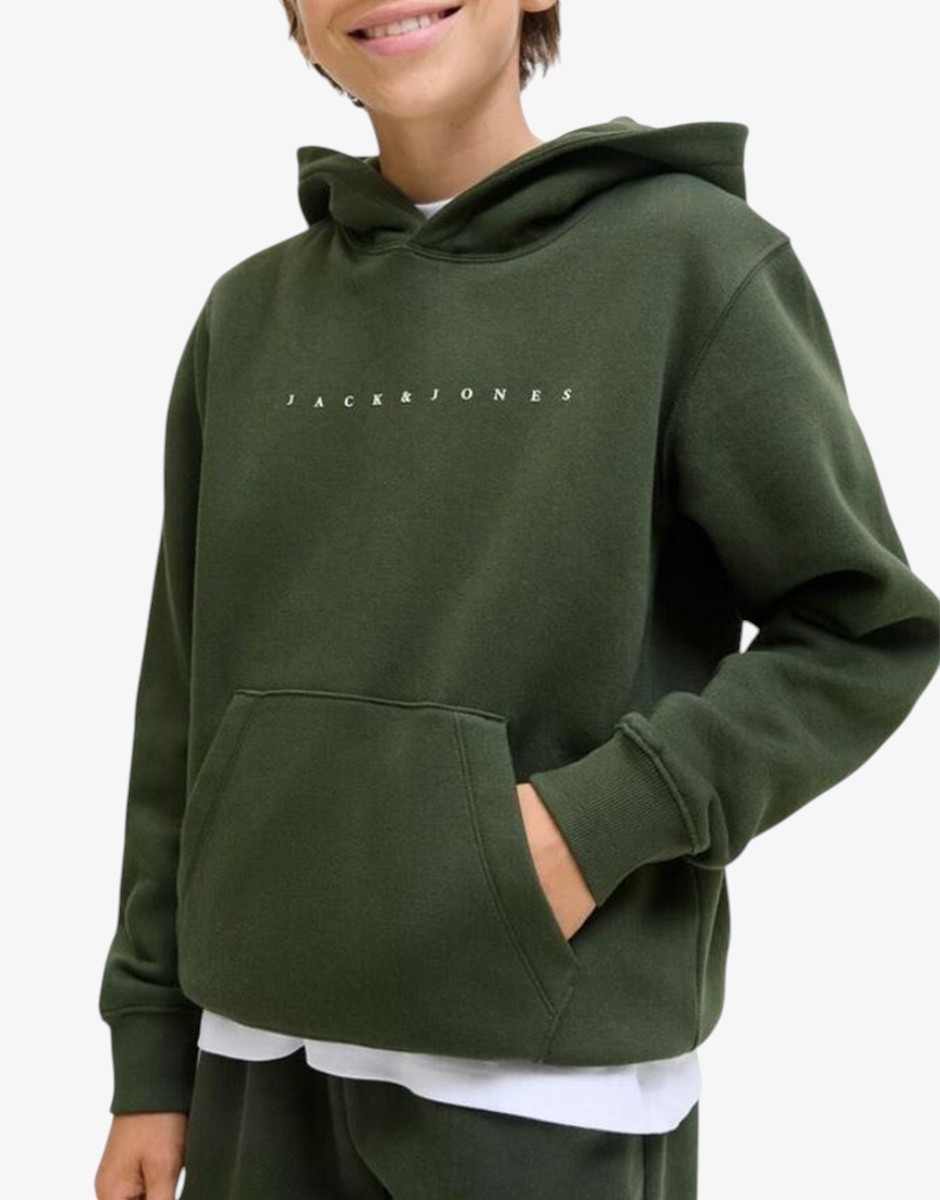 JACK&JONES Jjestar JJ Sweat Hood Noos JNR Green