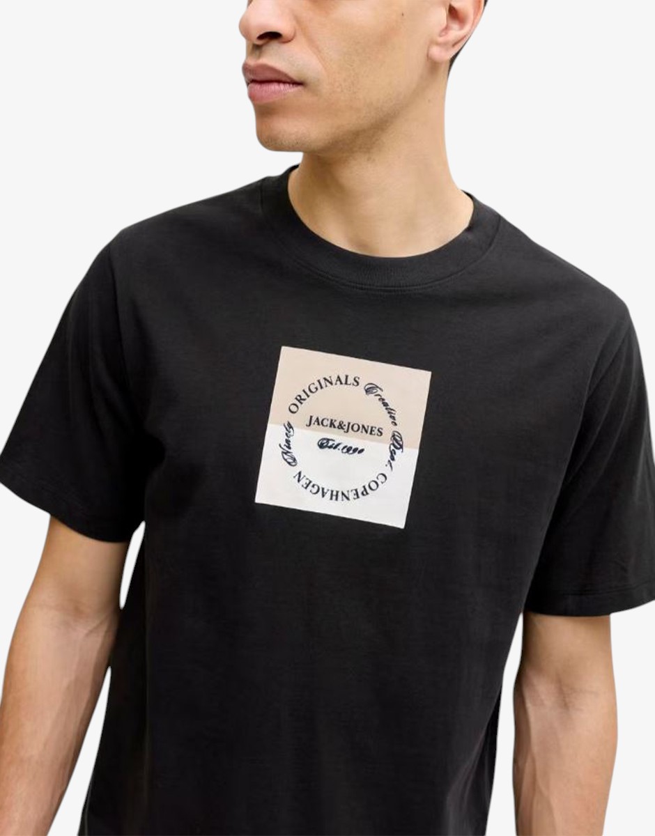 JACK&JONES Jorcatskills Square Branding Tee SSCN LN Black