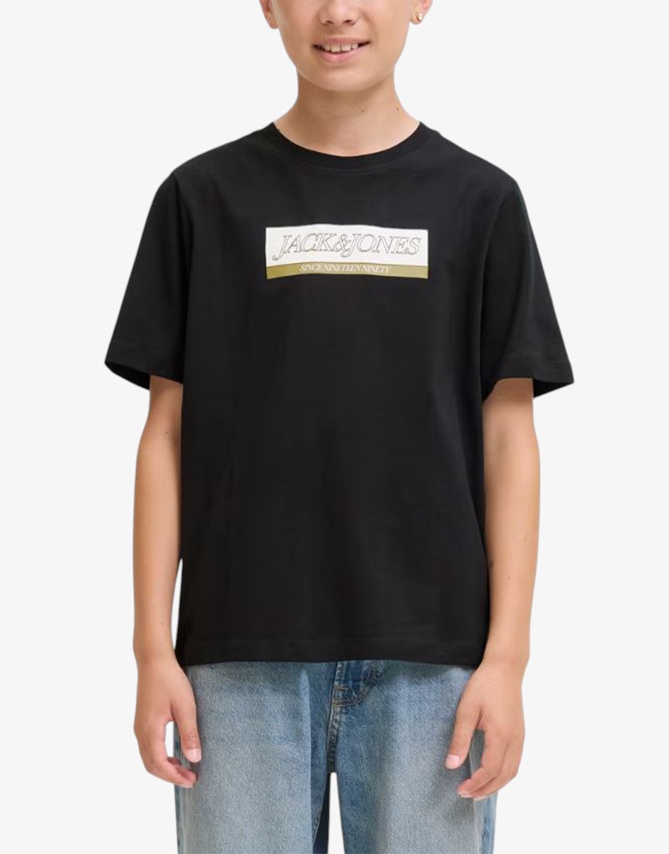 JACK&JONES Jorinwood Block Brend Tee Ss Cn Noos Jnr Black