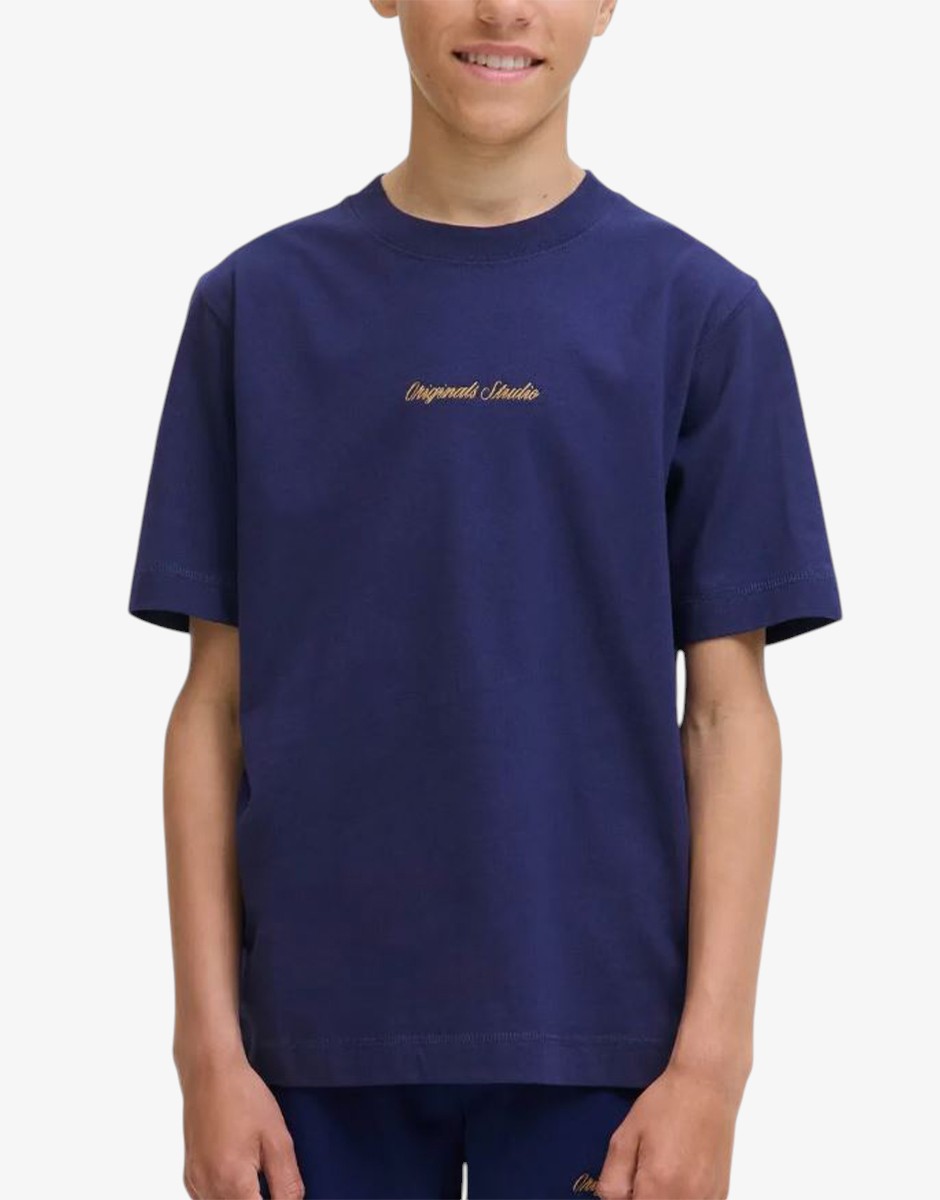 JACK&JONES Jornorrebro Emb Tee Ss Cn Noos Jnr Blue