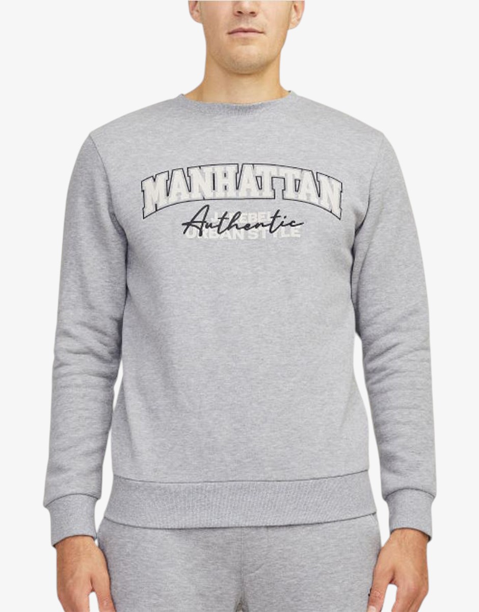 JACK&JONES Jrebnewyork Sweat Crew Neck Sn Light Grey Melange