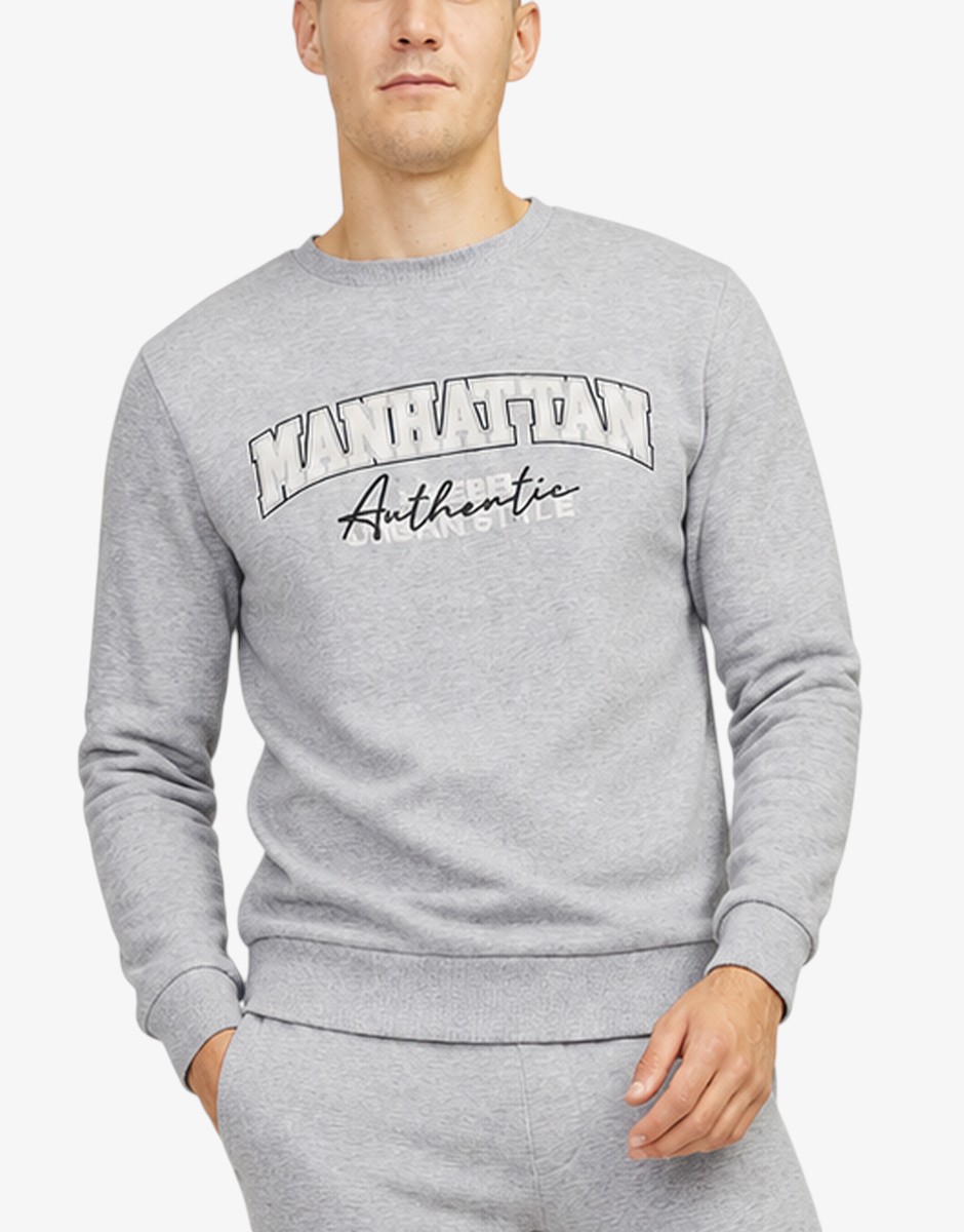 JACK&JONES Jrebnewyork Sweat Crew Neck Sn Light Grey Melange