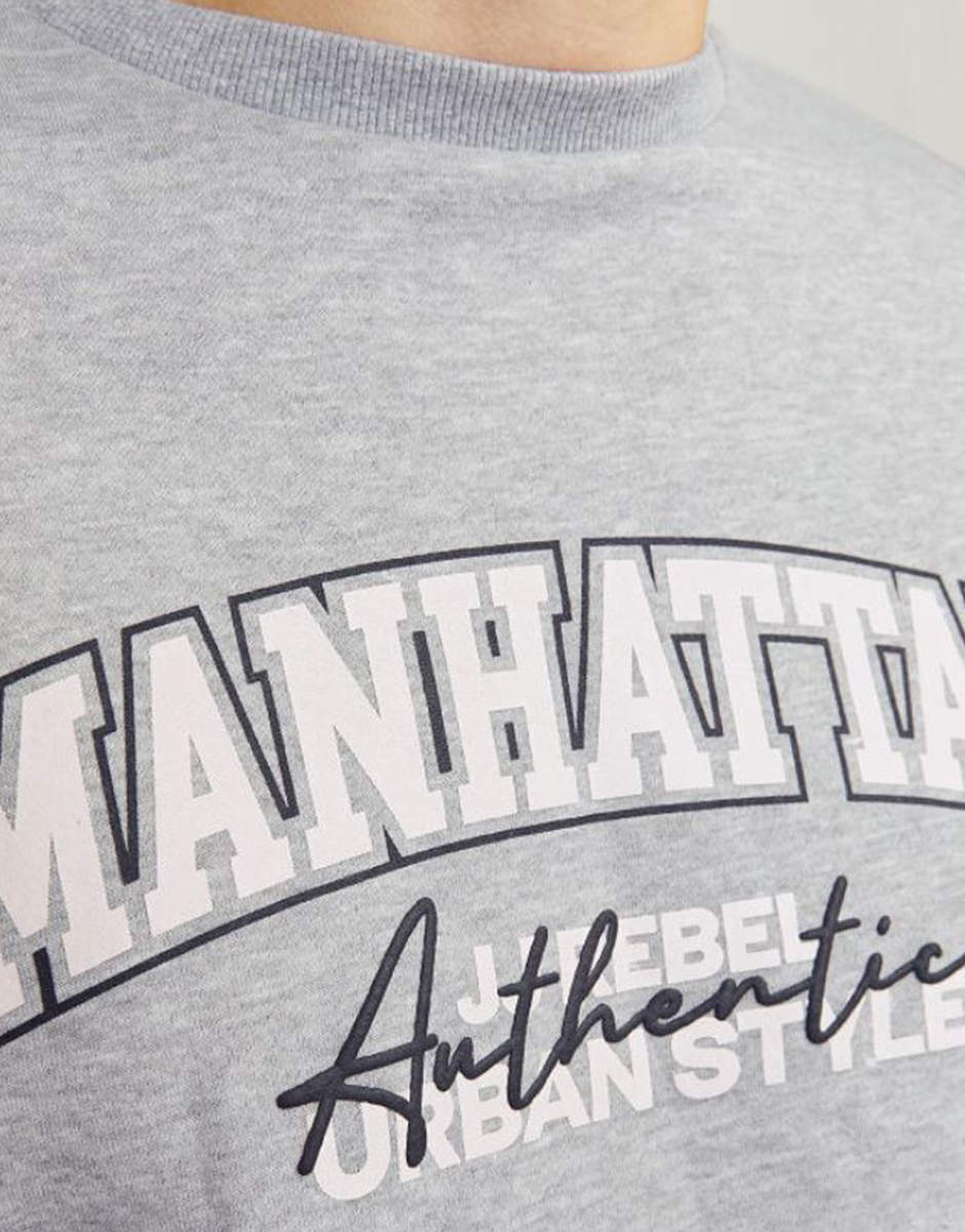 JACK&JONES Jrebnewyork Sweat Crew Neck Sn Light Grey Melange