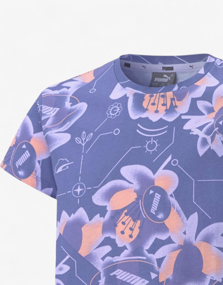 PUMA Alpha All Over Print Tee Hazy Blue