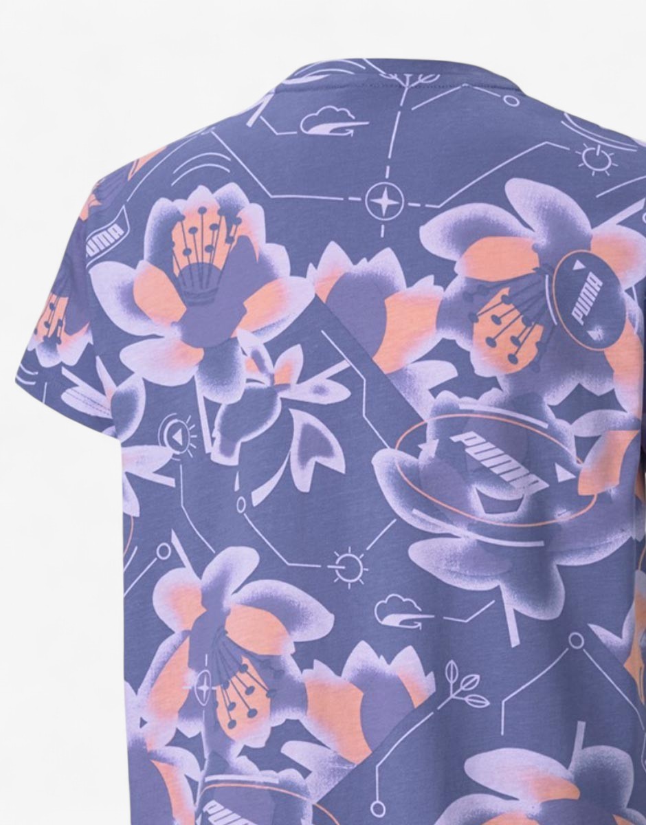 PUMA Alpha All Over Print Tee Hazy Blue