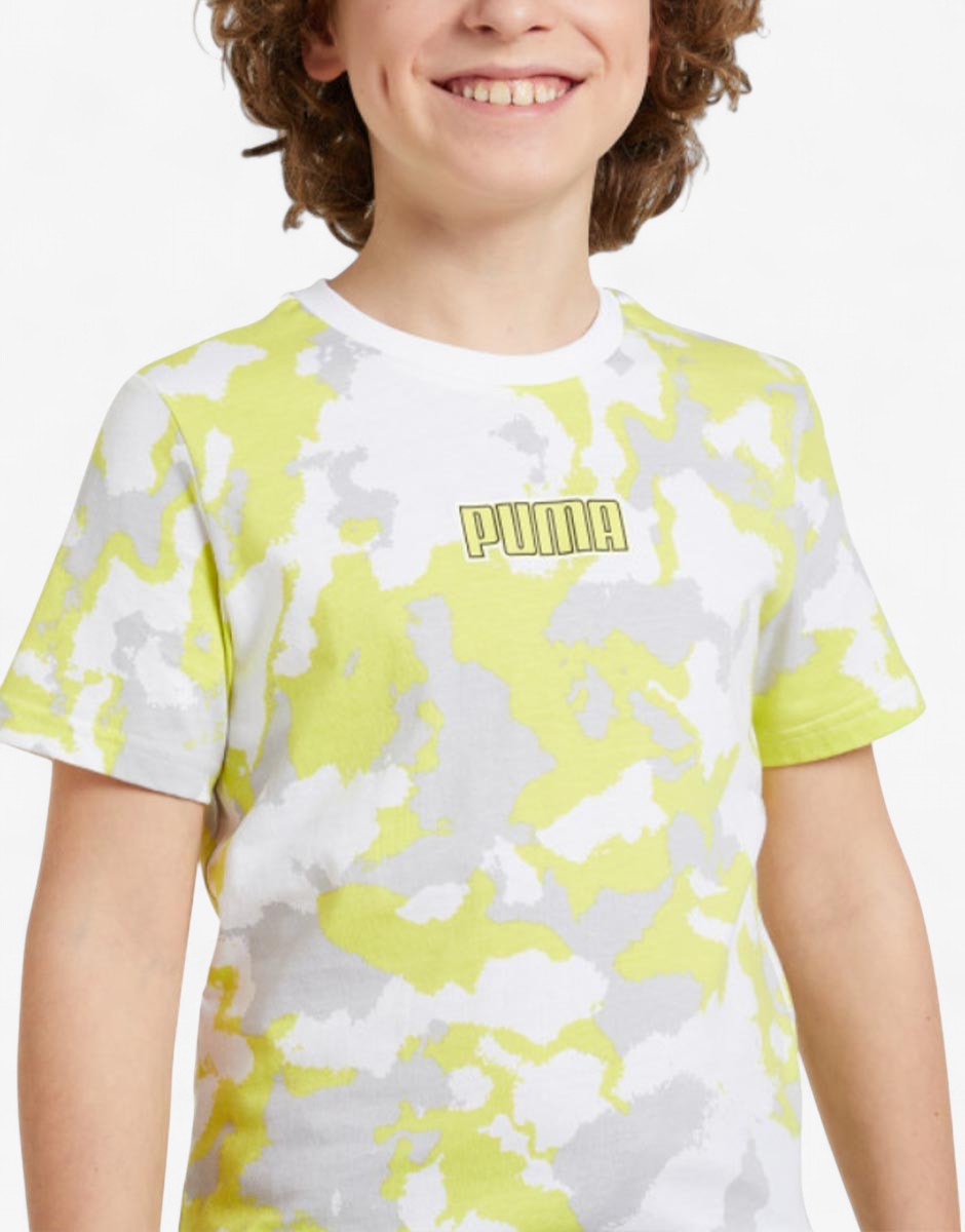 PUMA Alpha All Over Print Tee White/Yellow 