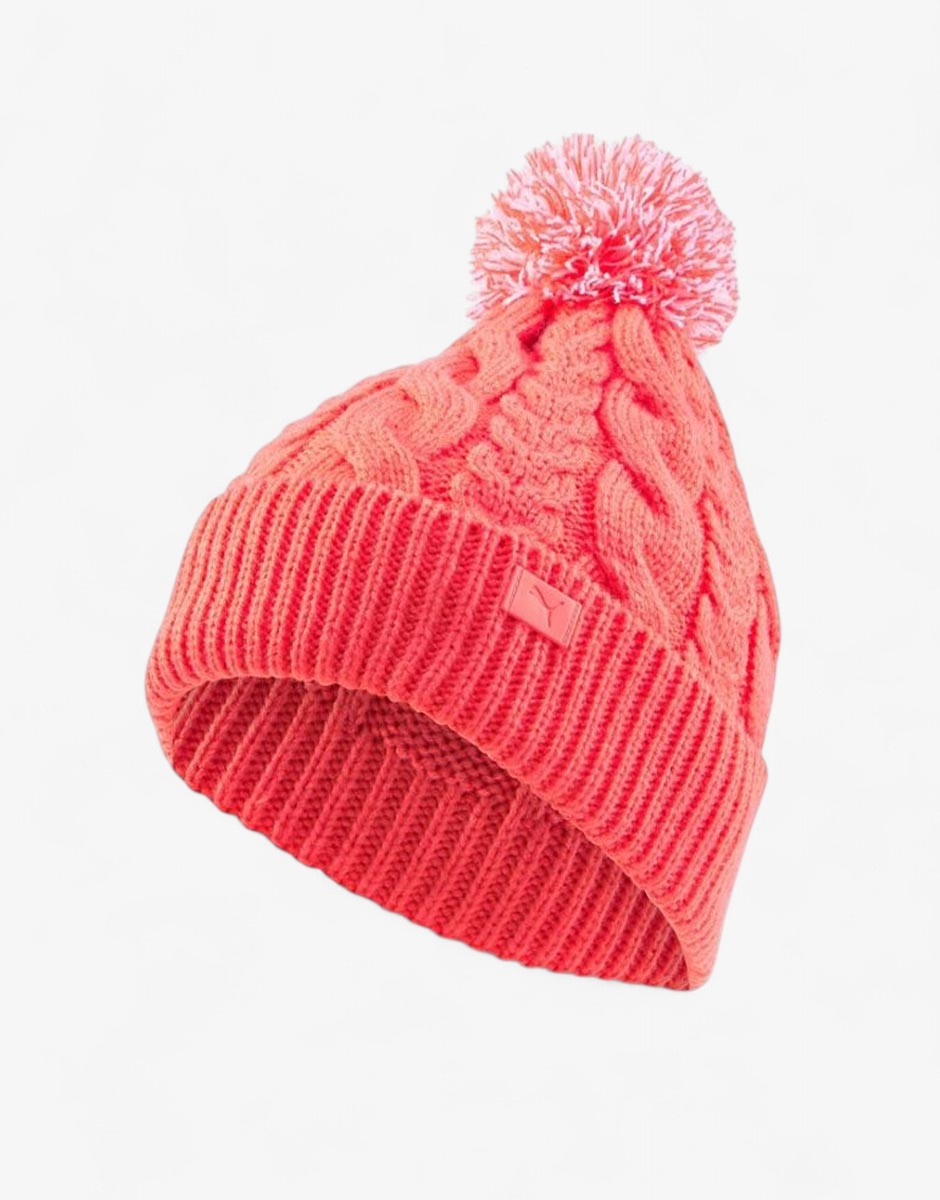PUMA Cable Pom Beanie Pink