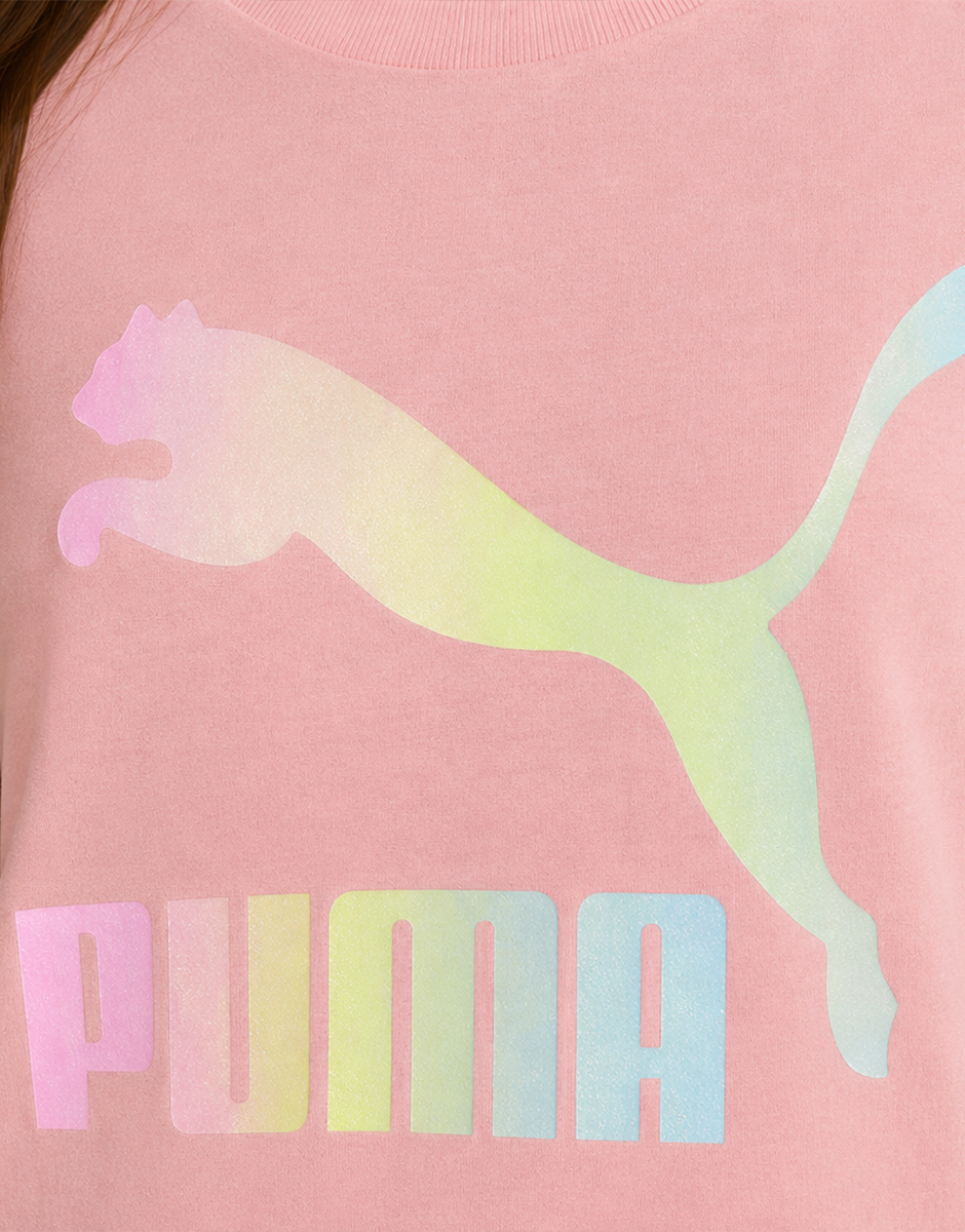 PUMA Clasics Shiny Color Logo Tee Pink