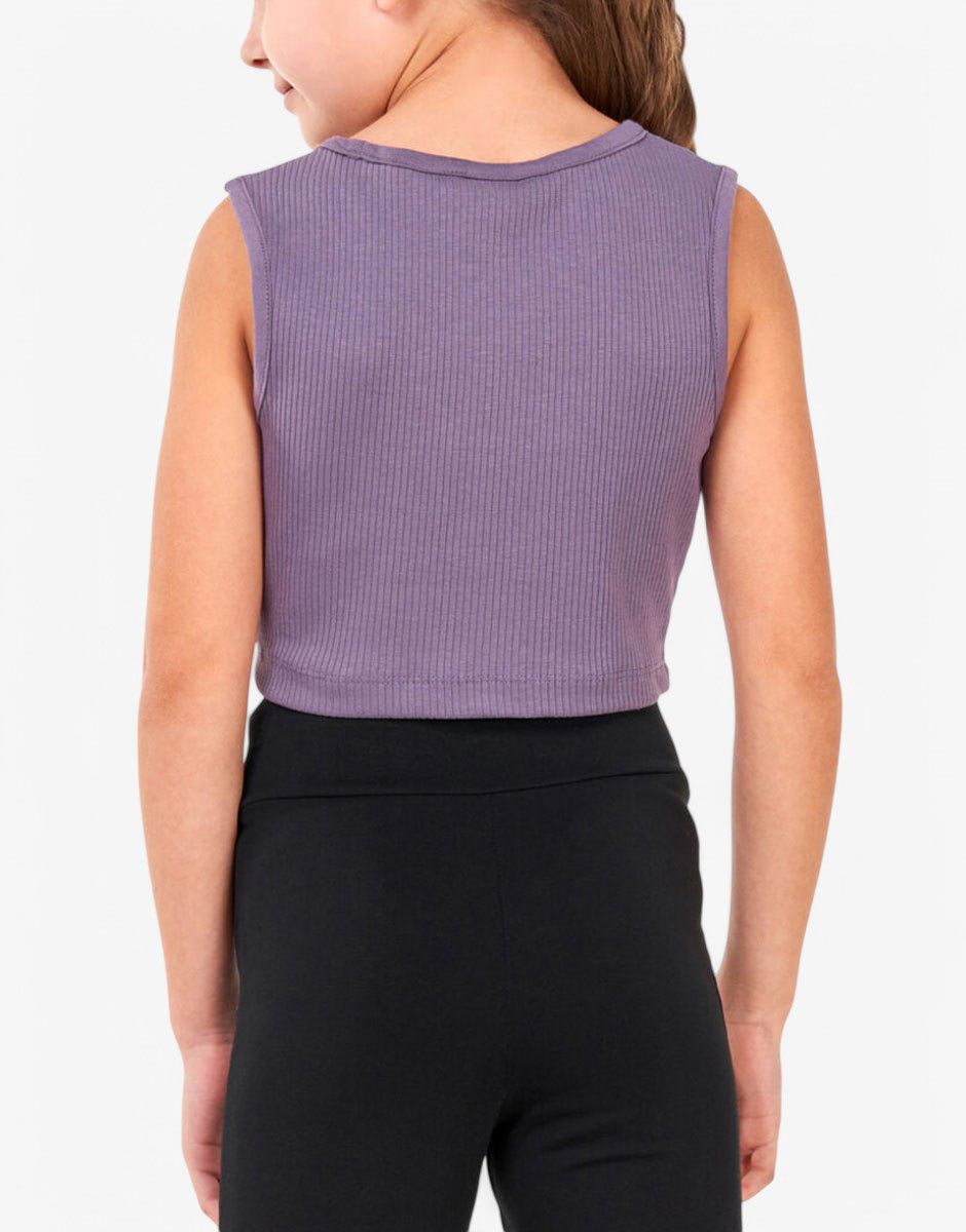 PUMA Classics Cropped Ribbed Tank Purple G 