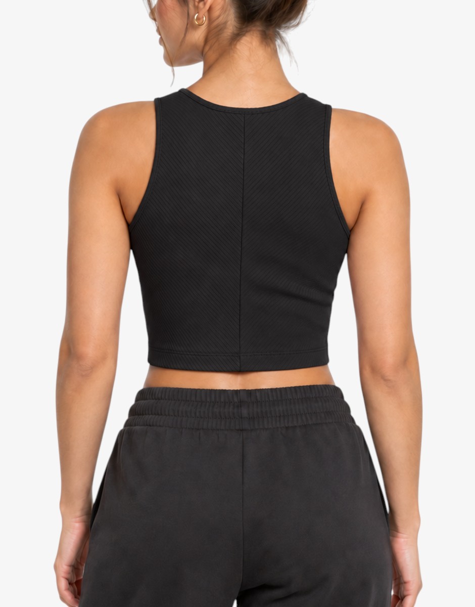 PUMA Classics Ribbed Crop Top Black