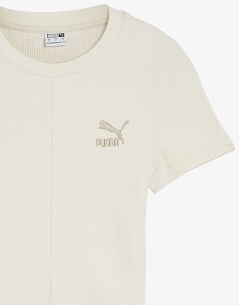 PUMA Classics Ribbed Slim Tee Еcru