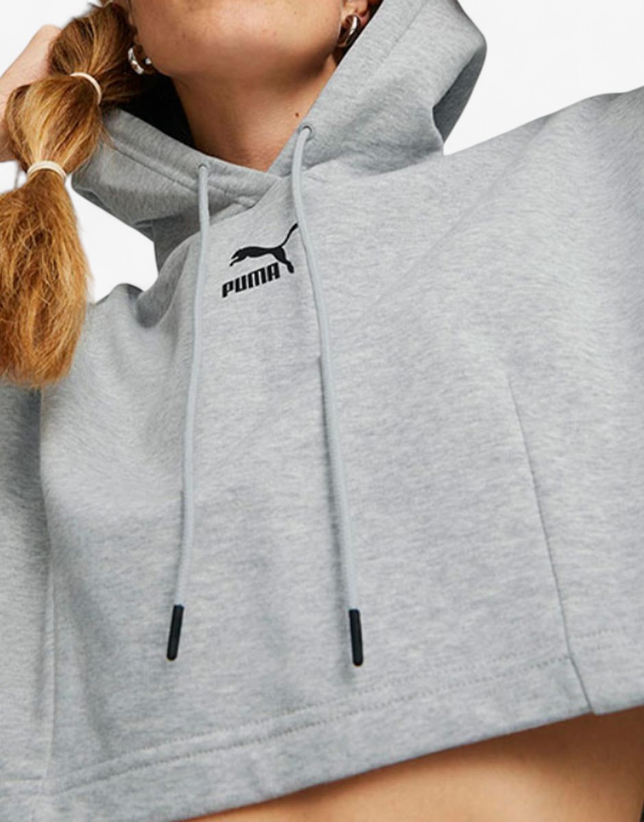 PUMA Dare To Hooded Cropped Top Grey