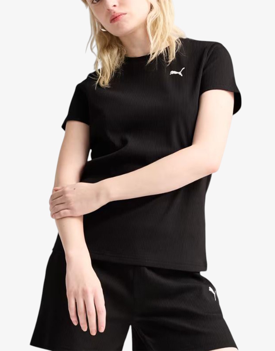 PUMA Ess Elevated Rib Tee Black