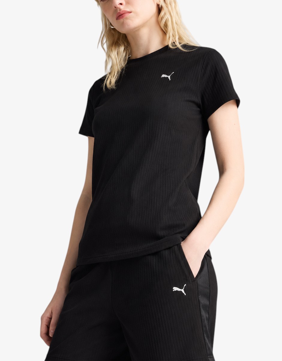 PUMA Ess Elevated Rib Tee Black