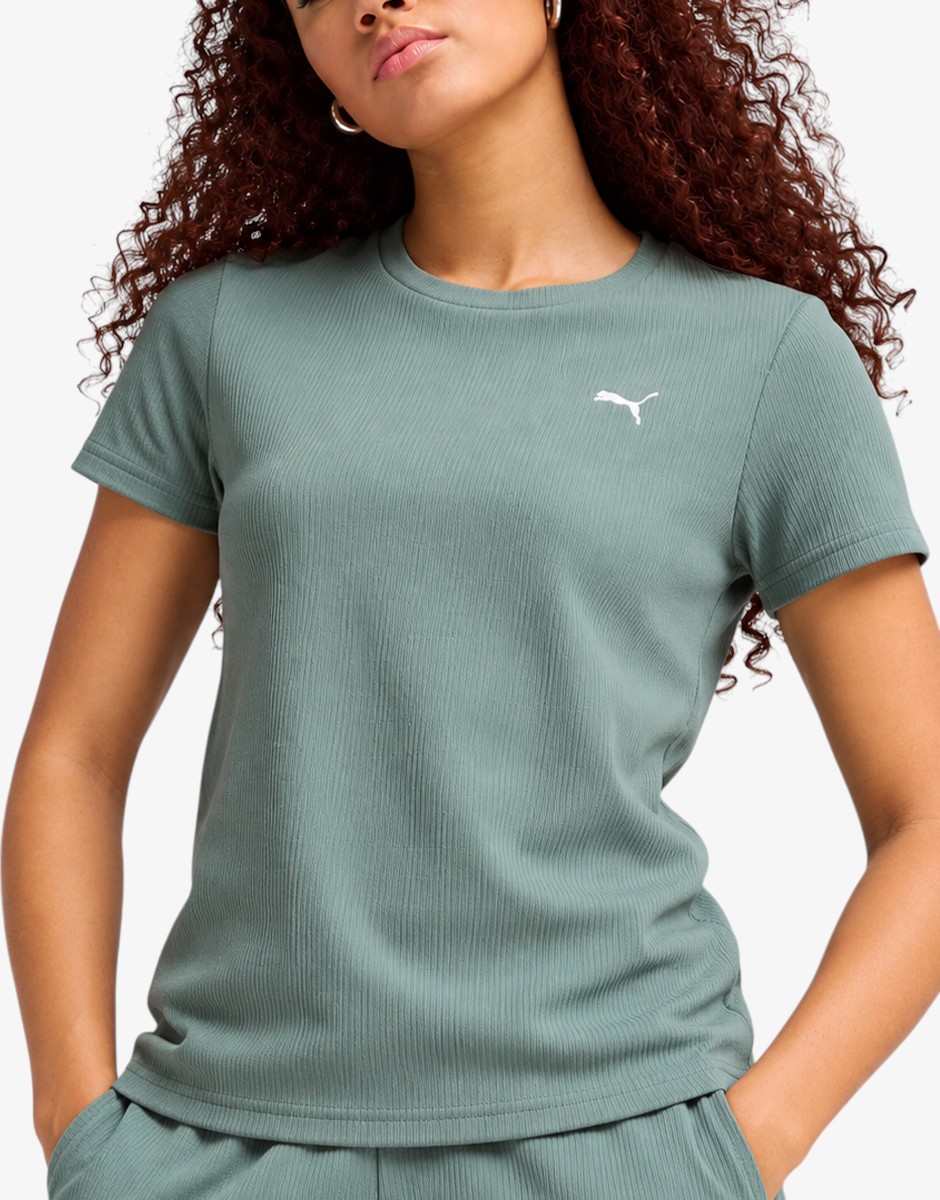 PUMA Ess Elevated Rib Tee Green